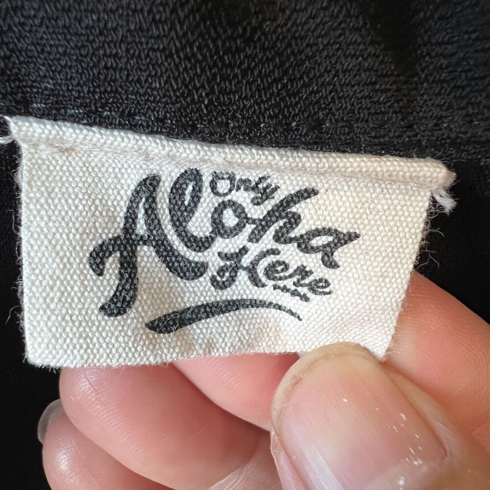 Aloha Here Button Down Tunic Collared Top Shirt Womens Sz. Large Black Oversized - Picture 3 of 8